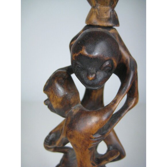 African Makonde Tree of Life Hand Carved Ebony Wood Statue Tribal Figures 13 in - Picture 9 of 15